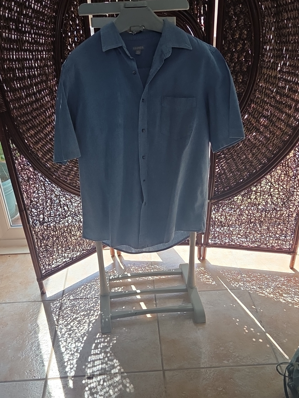 George Short-Sleeve Navy Blue Button-Down Shirt